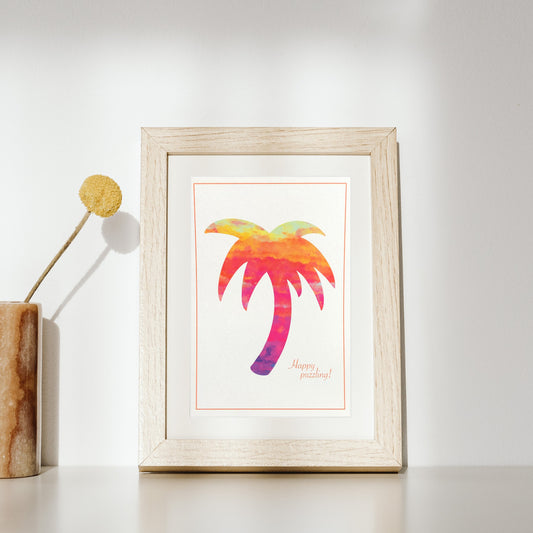 Sunrise gradient palm tree art print - The Puzzled Artist